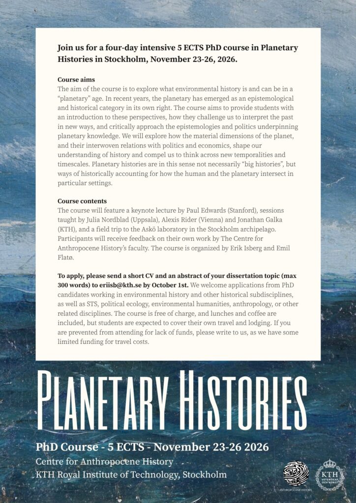 Winter School in Planetary Histories